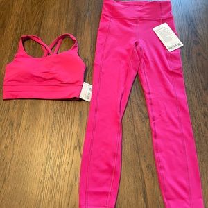 Matching Lululemon leggings and sports bra